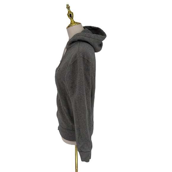 RARE Polo Ralph Lauren XS Full Zip HTR Gray Waffle Hoodie Pony Jacket Cotton Y2K - Picture 9 of 15